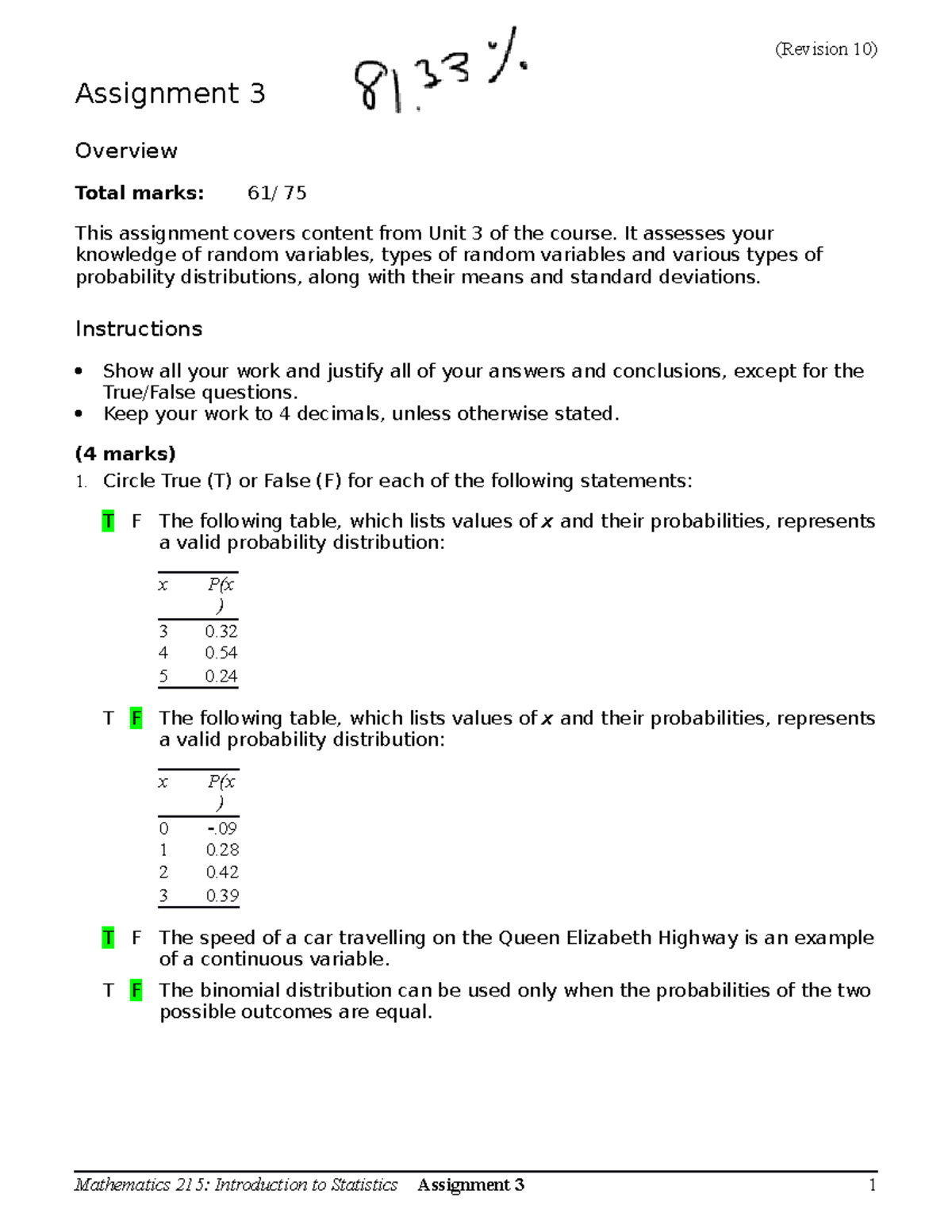 math 3 assignment