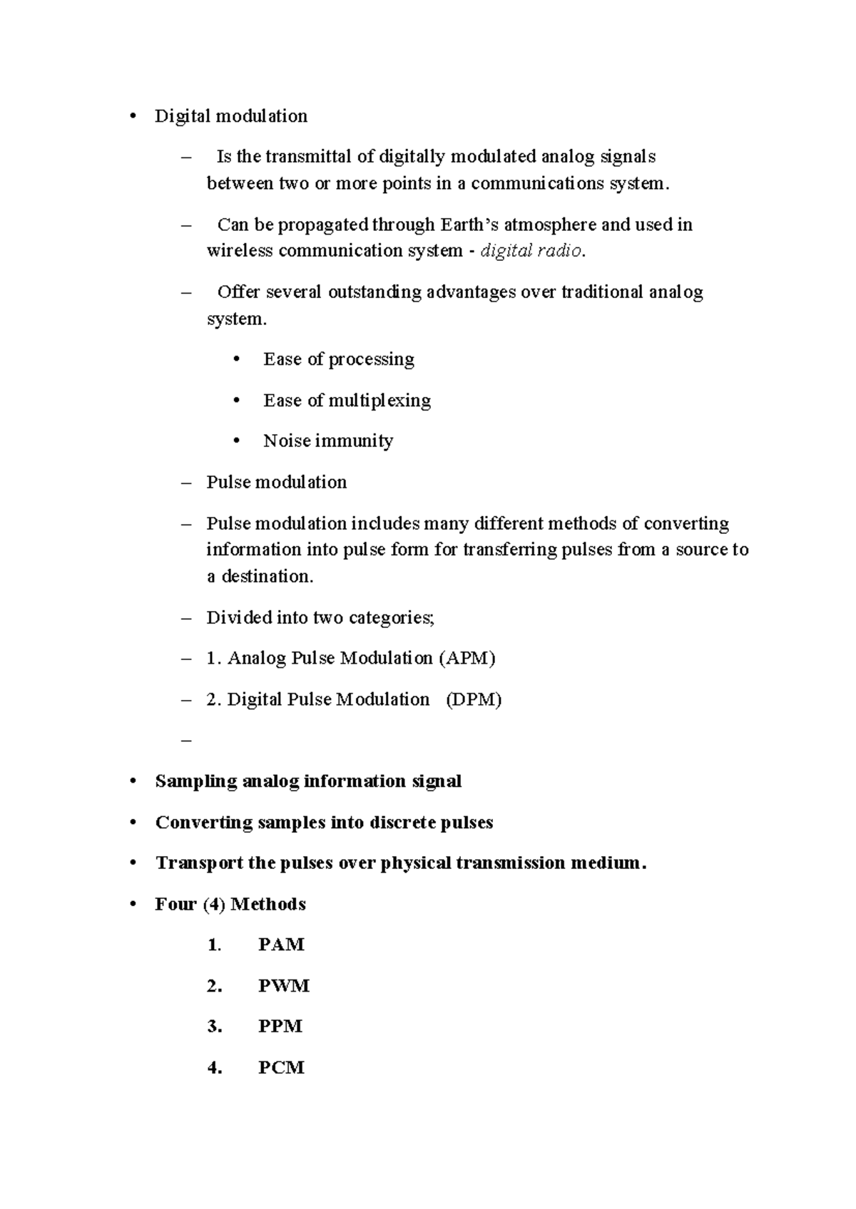 Sensors Signal Types - Digital modulation Is the transmittal of ...
