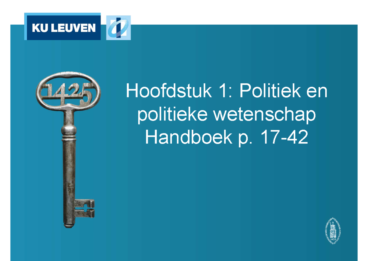 Hoofdstuk 1 - Hoofdstuk 1: Politiek en politieke wetenschap Handboek p