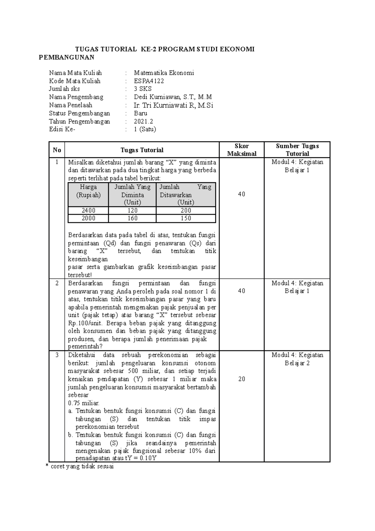 Soal Tugas Tutorial 2 - TUGAS TUTORIAL KE-2 PROGRAM STUDI EKONOMI ...