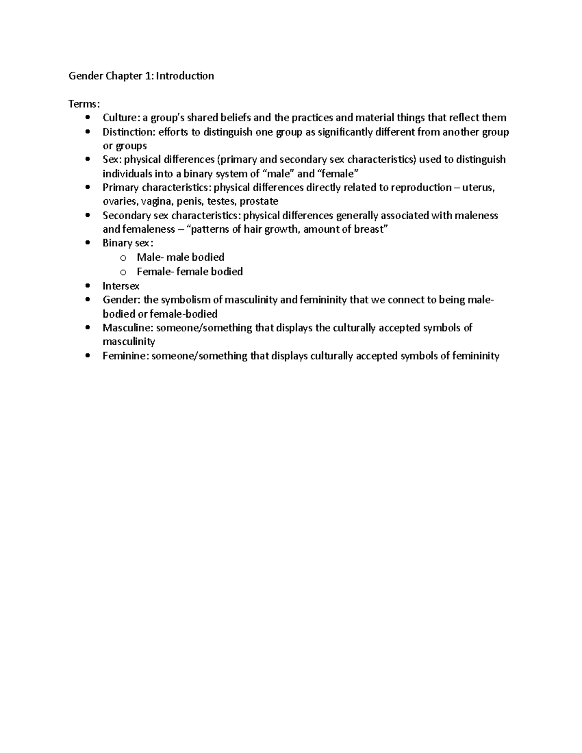 Gender Chapter 1 - Lecture notes 3 - Gender Chapter 1: Introduction ...