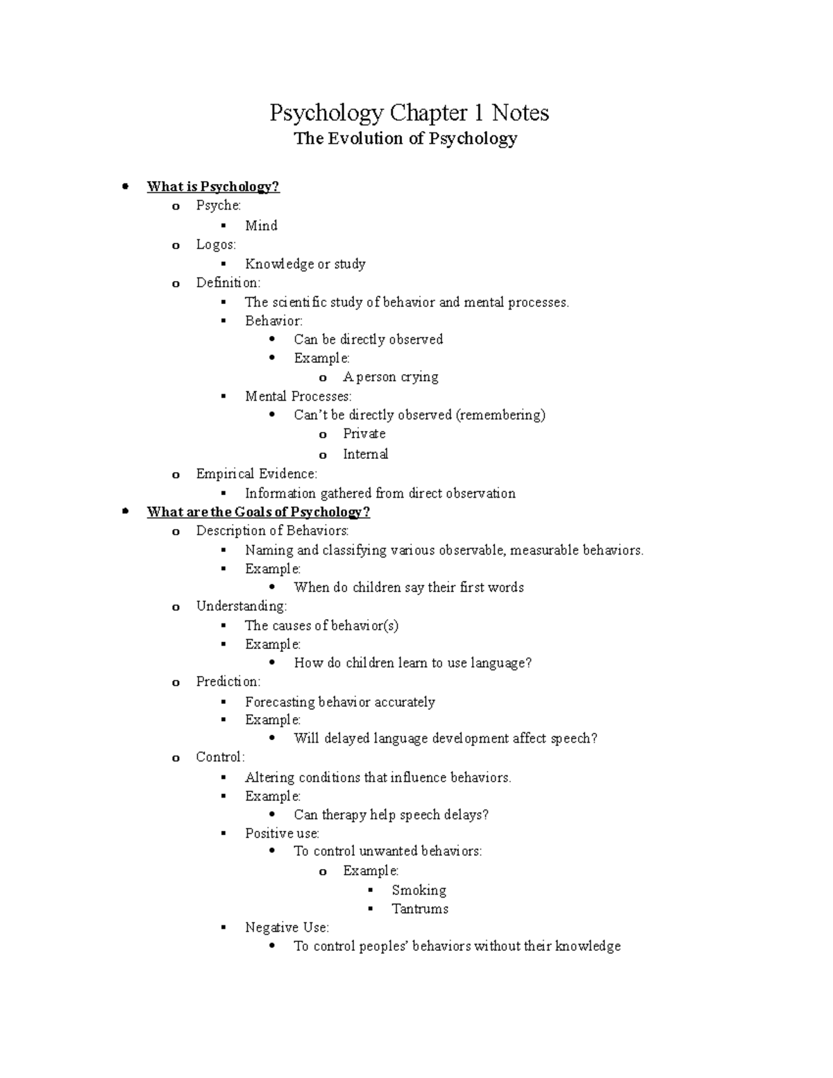 Psychology Chapter 1 - PSYC 1163 - UAFS - Studocu