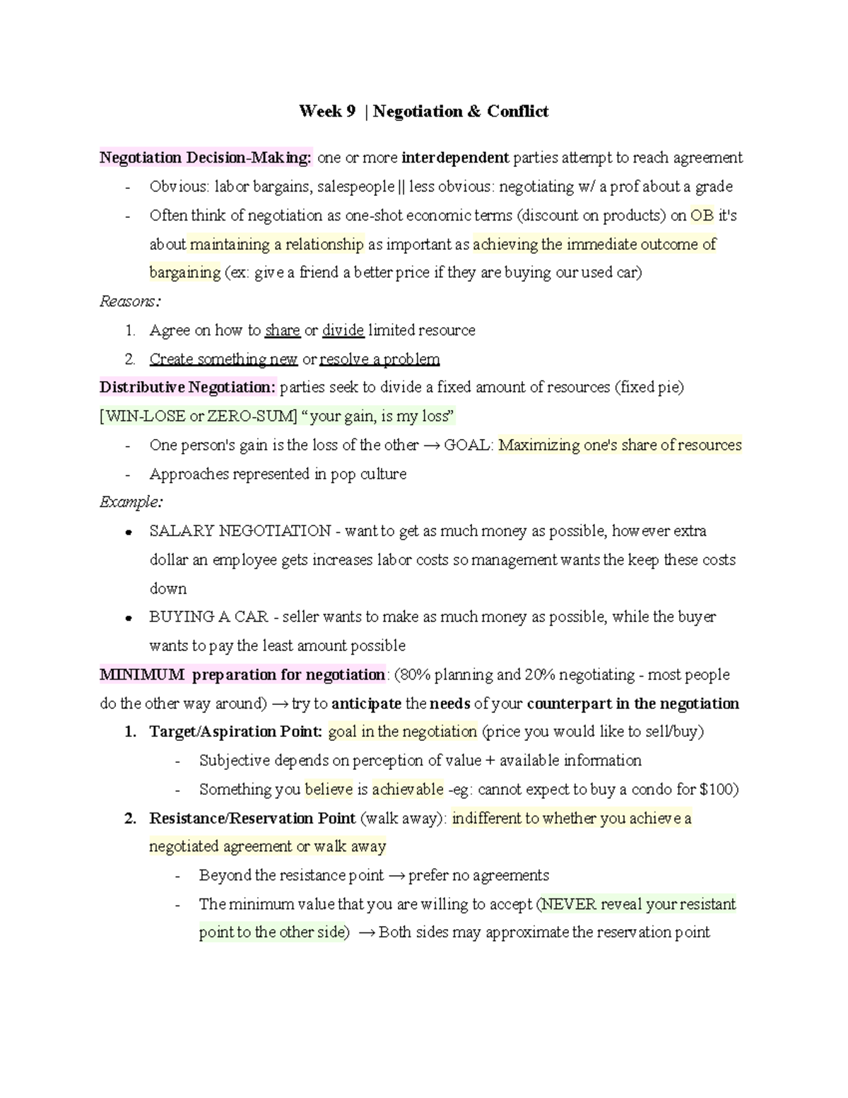 #9 Negotiation & Conflict - Week 9 | Negotiation & Conflict Negotiation ...
