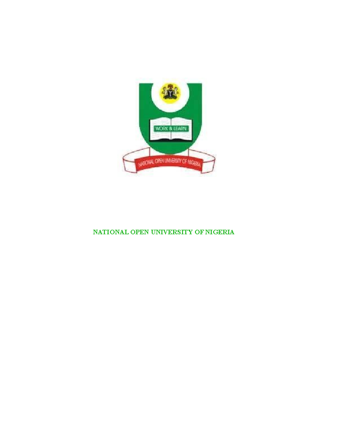 Research notes - NATIONAL OPEN UNIVERSITY OF NIGERIA FACULTY OF ...