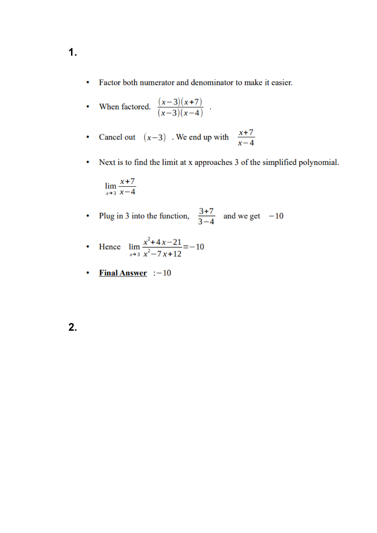 math 1211 written assignment unit 2