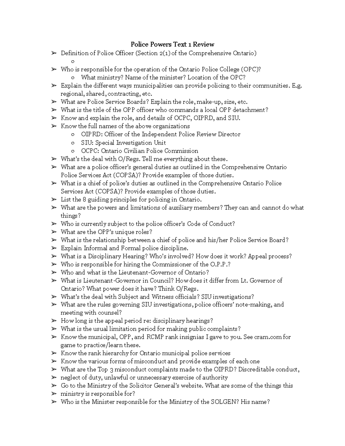 Police Powers Test 1 Review Police Powers Text 1 Review Definition of