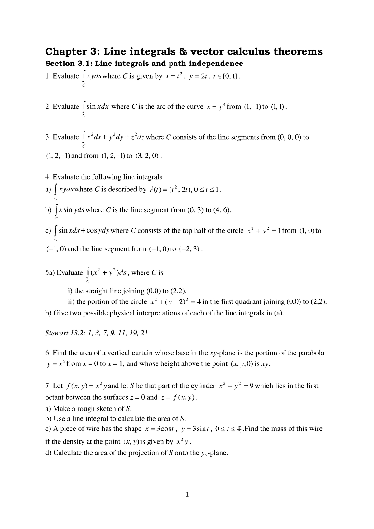 Chapter 3 Handbook+MAM2085F+2020 - Chapter 3: Line Integrals & Vector ...