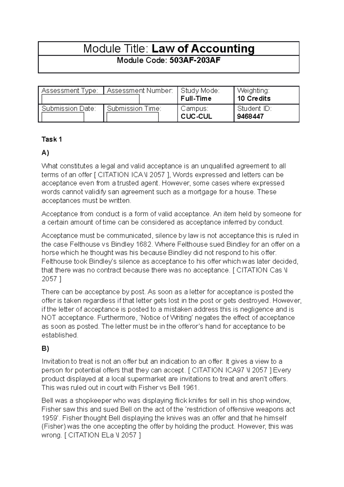 Cw1 Final Cw1 Final Module Title Law Of Accounting Module Code 503af 203af Assessment Type 8370