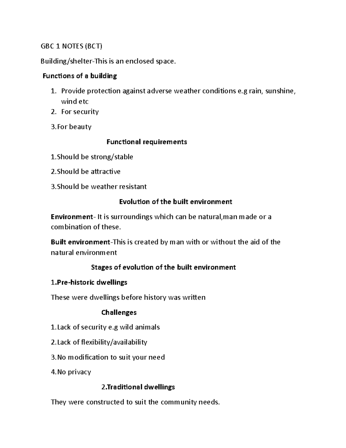 GBC 1 Notes-1 - Construction Of Buildings - GBC 1 NOTES (BCT) Building ...