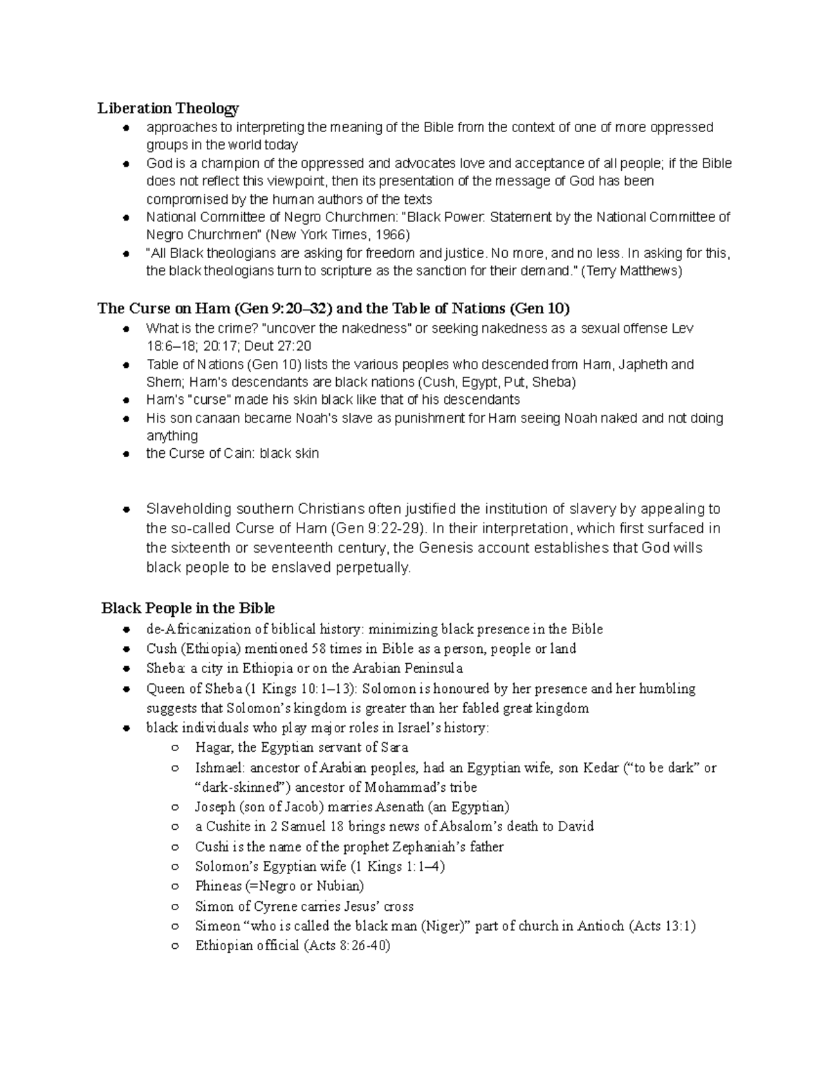 Humanities Quiz 3 Prep - Notes For Quiz From Readings - Liberation 