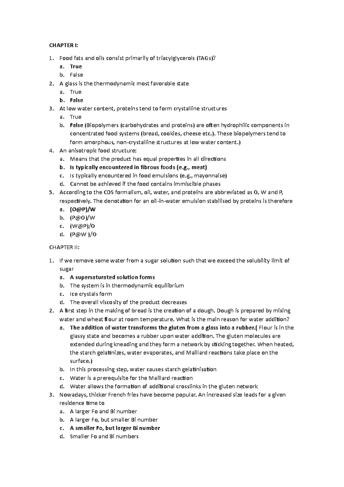 Quiz-FS - Food Structuring - Wageningen University - Studeersnel