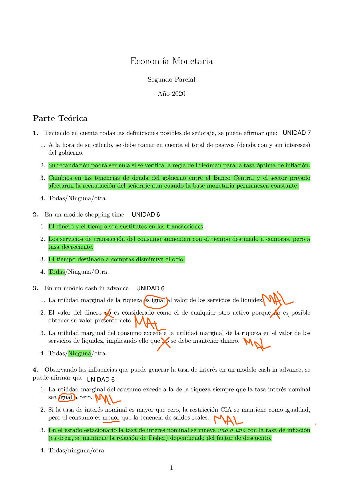 2do Parcial 2020 - Econom ́ıa Monetaria Segundo Parcial A ̃no 2020 ...