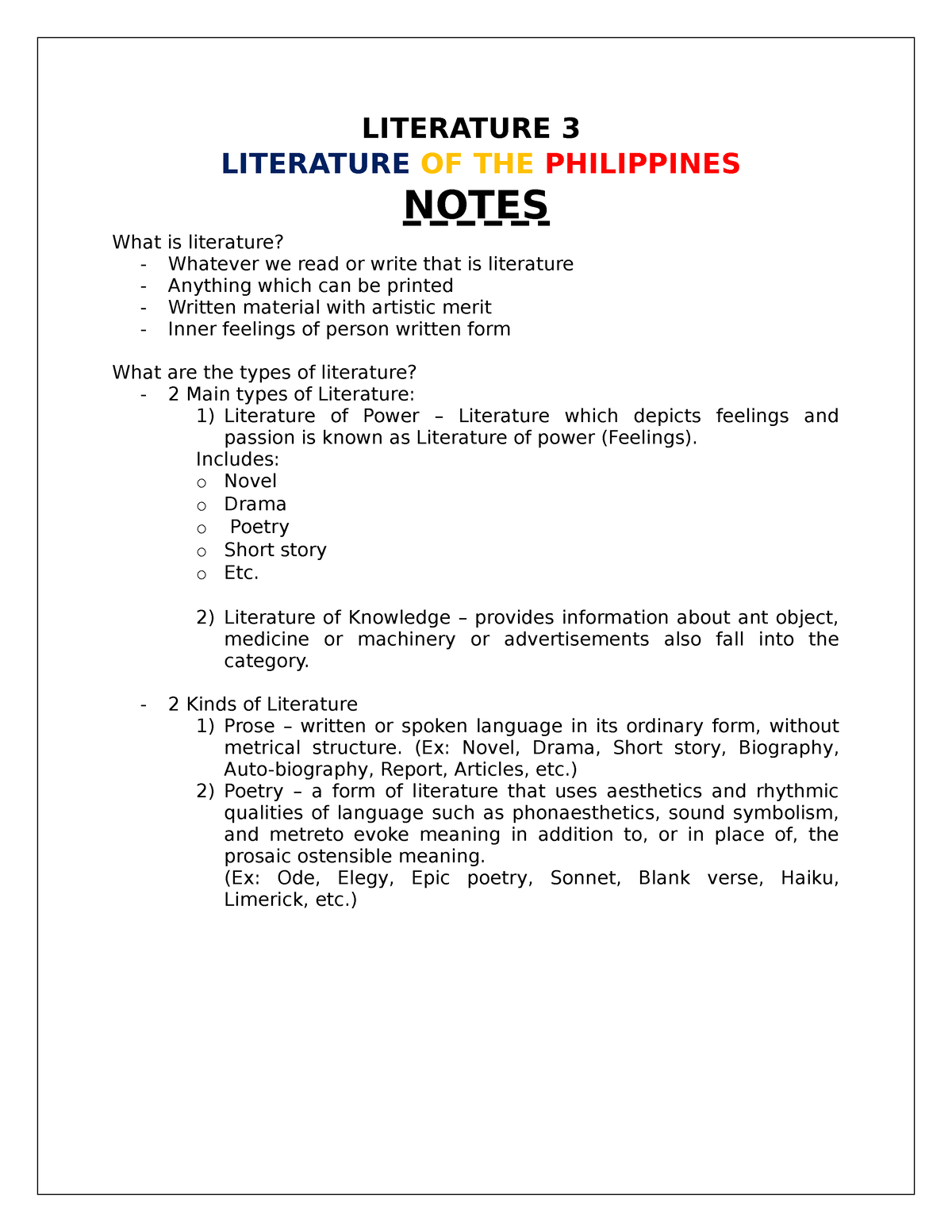 literature-3-notes-literature-3-literature-of-the-philippines-notes