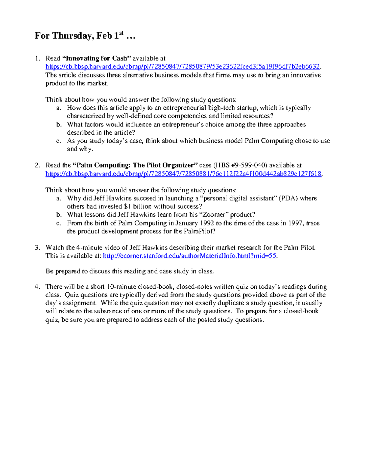 06 Innov Cash, Pilot 6 assignment For Thursday, Feb 1st … 1. Read