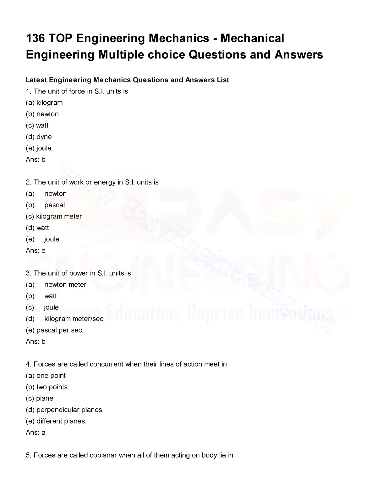 Engineering-Mechanics - 136 TOP Engineering Mechanics - Mechanical ...