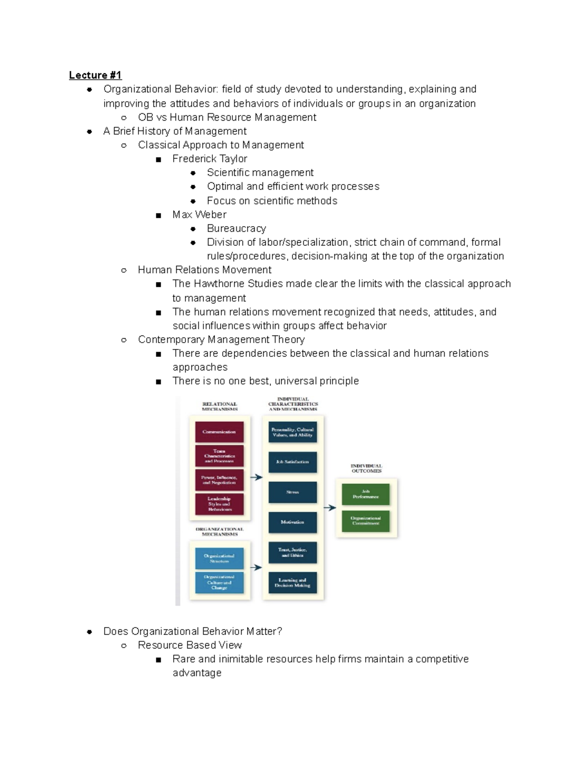 OB 2181 B - Lecture notes - Lecture # Organizational Behavior: field of ...