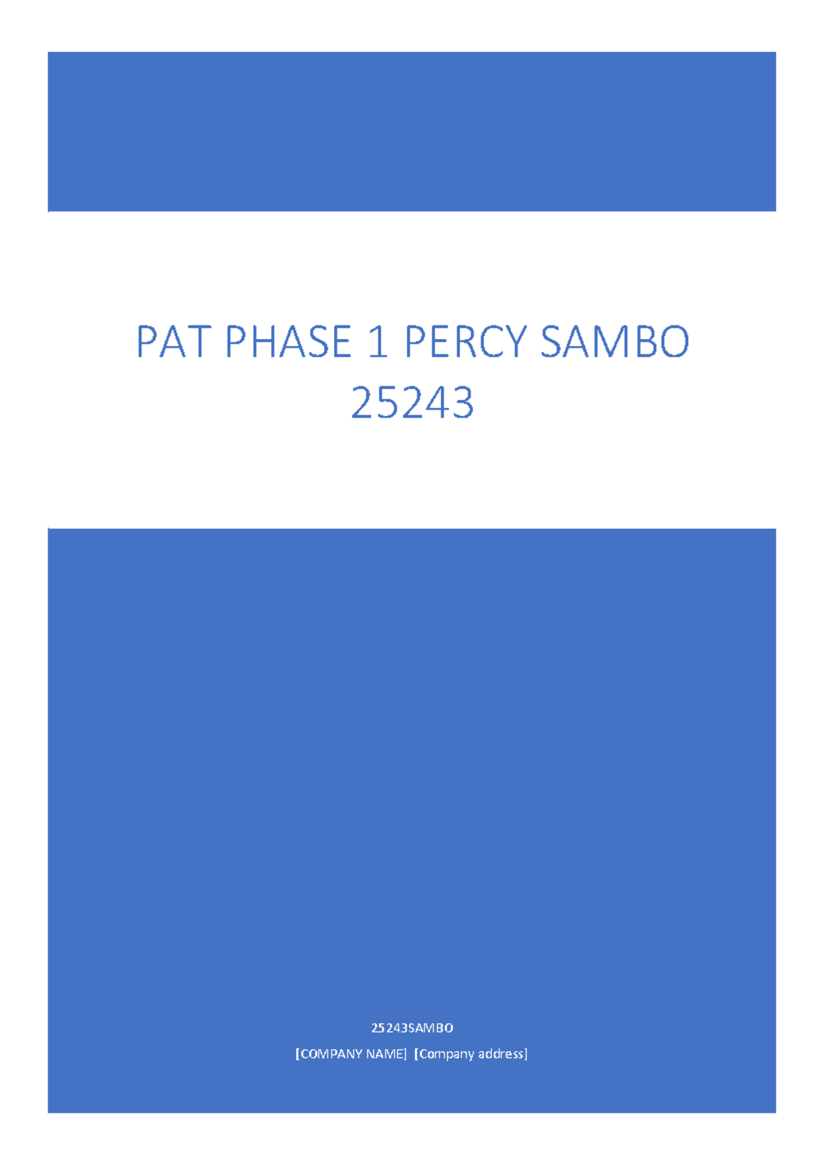 25243 Sambo Percy PAT Phase 1 - 25243SAMBO [COMPANY NAME] [Company ...
