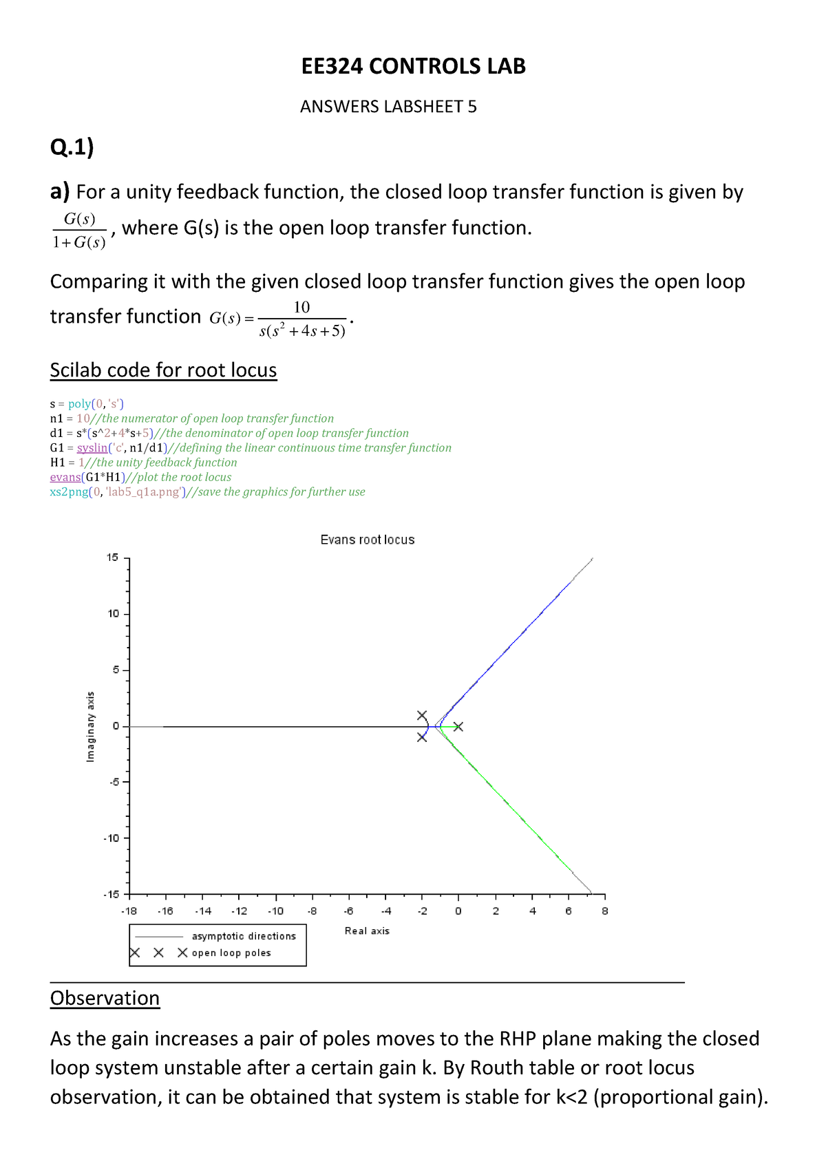 EE324 LAB Problem Sheet 5 Solution - EE324 CONTROLS LAB ANSWERS ...