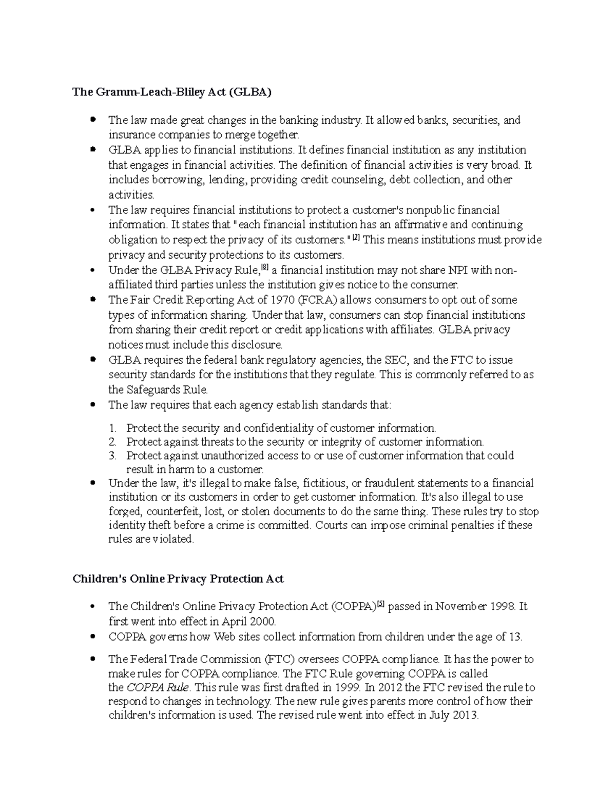 Laws and Regulations Regarding Information Security - The Gramm-Leach ...