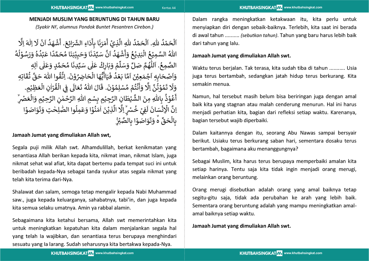 172. Khutbah Jum'at Bahasa Indonesia - Menjadi Muslim Yang Beruntung Di ...