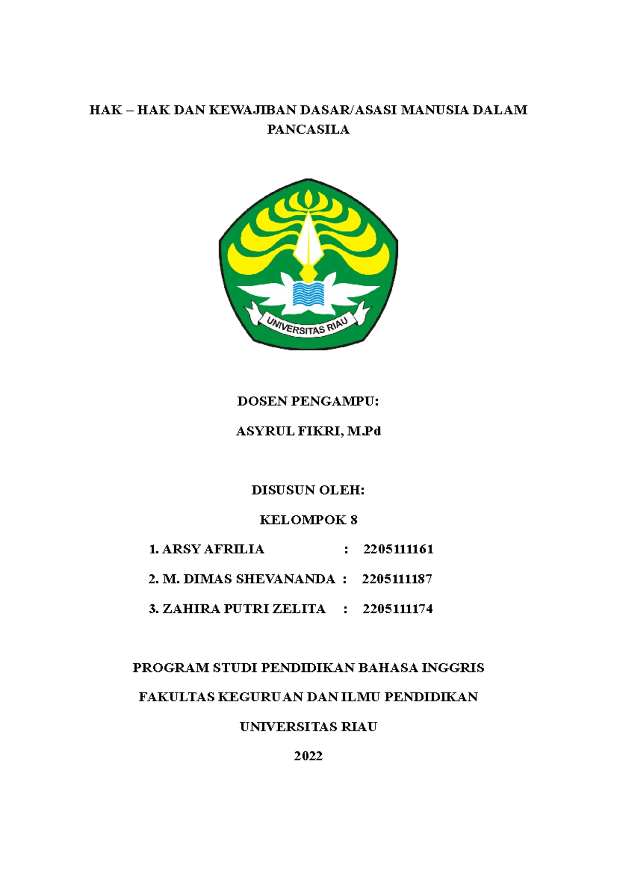 Resume Buku Pembahasan Materi Hak-hak Dan Kewajiban Dasar Asasi Manusia ...