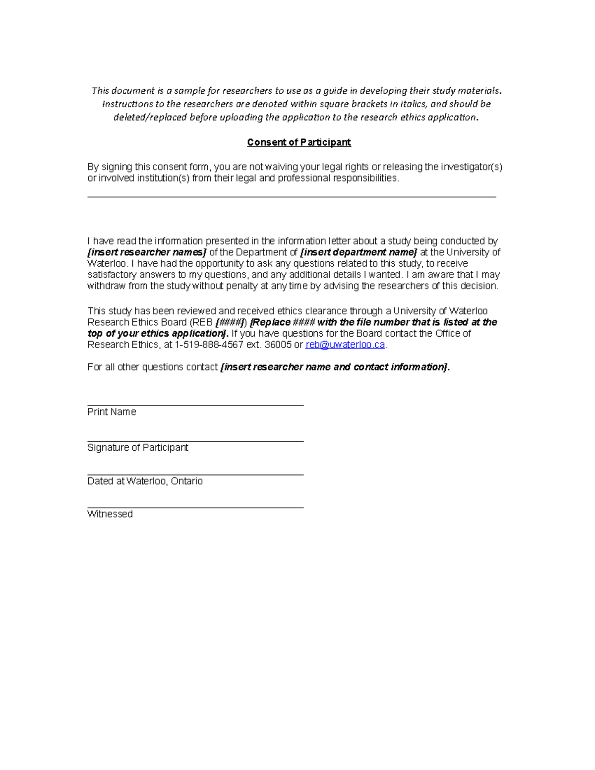 General consent form 2021 updated - This document is a sample for ...