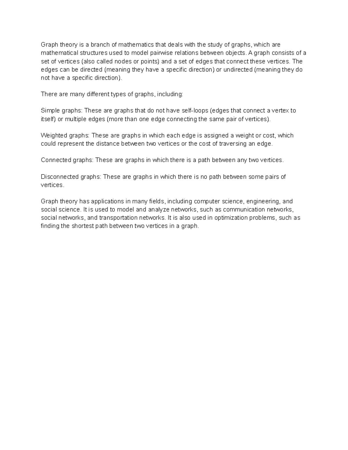 Graph theory lecture notes from evening class graph theory is a