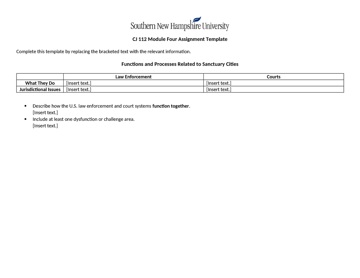 4-2 Assignment - Cj 112 Module Four Assignment Template Complete This 