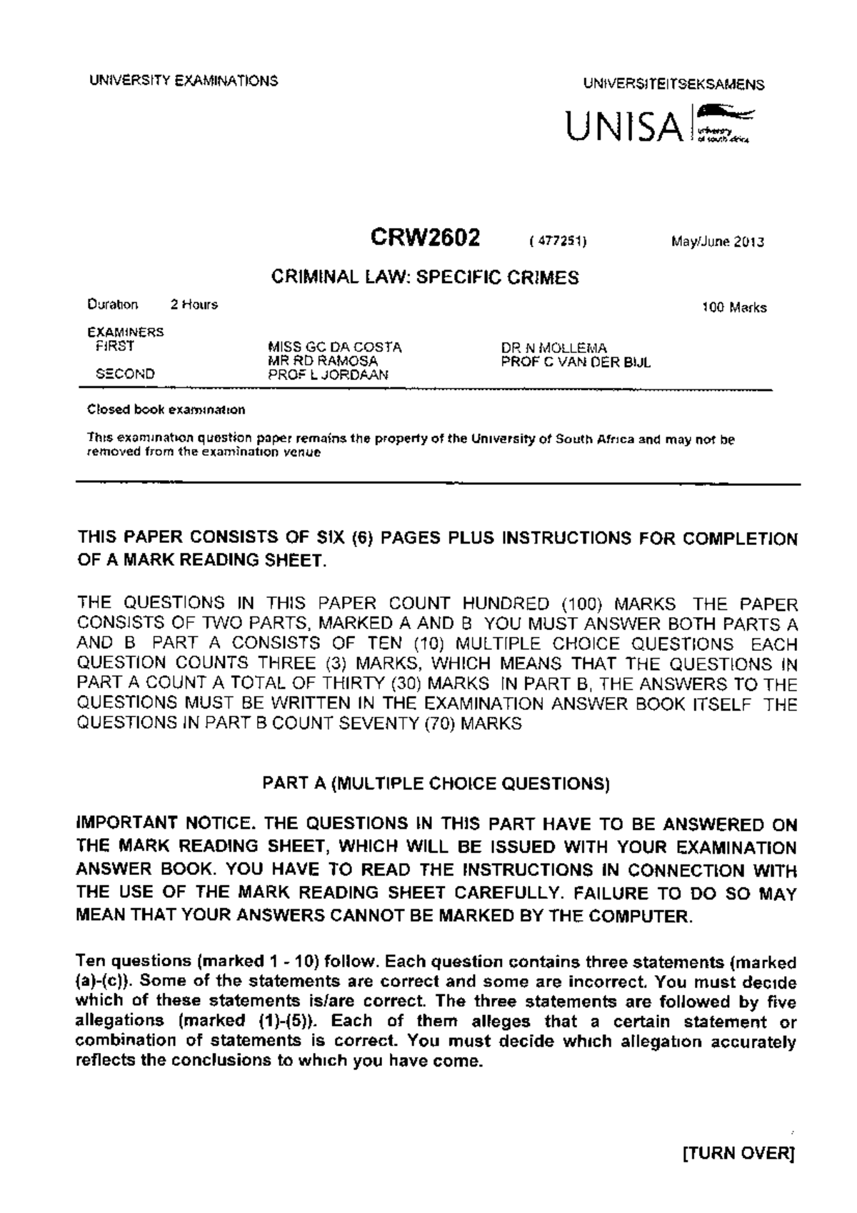 Crw2602 Exam 2013 June Past Paper Crw2602 Studocu