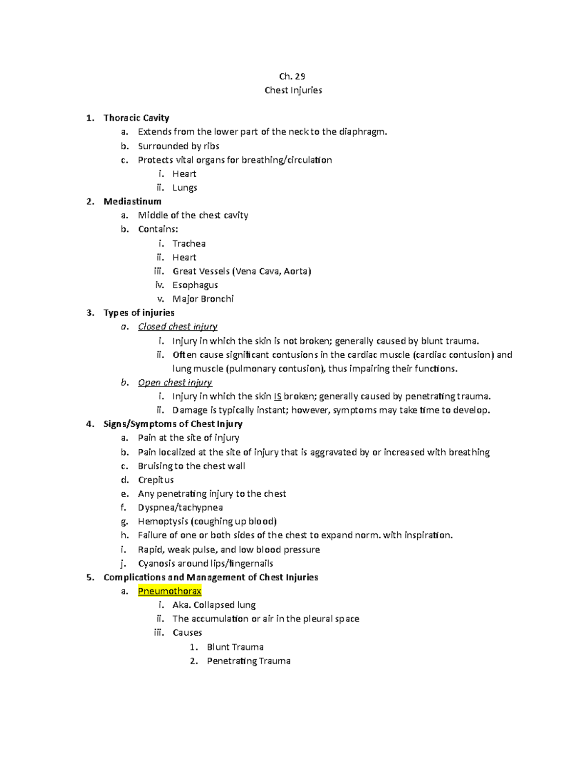 chapter-29-chest-injuries-ch-29-chest-injuries-1-thoracic-cavity