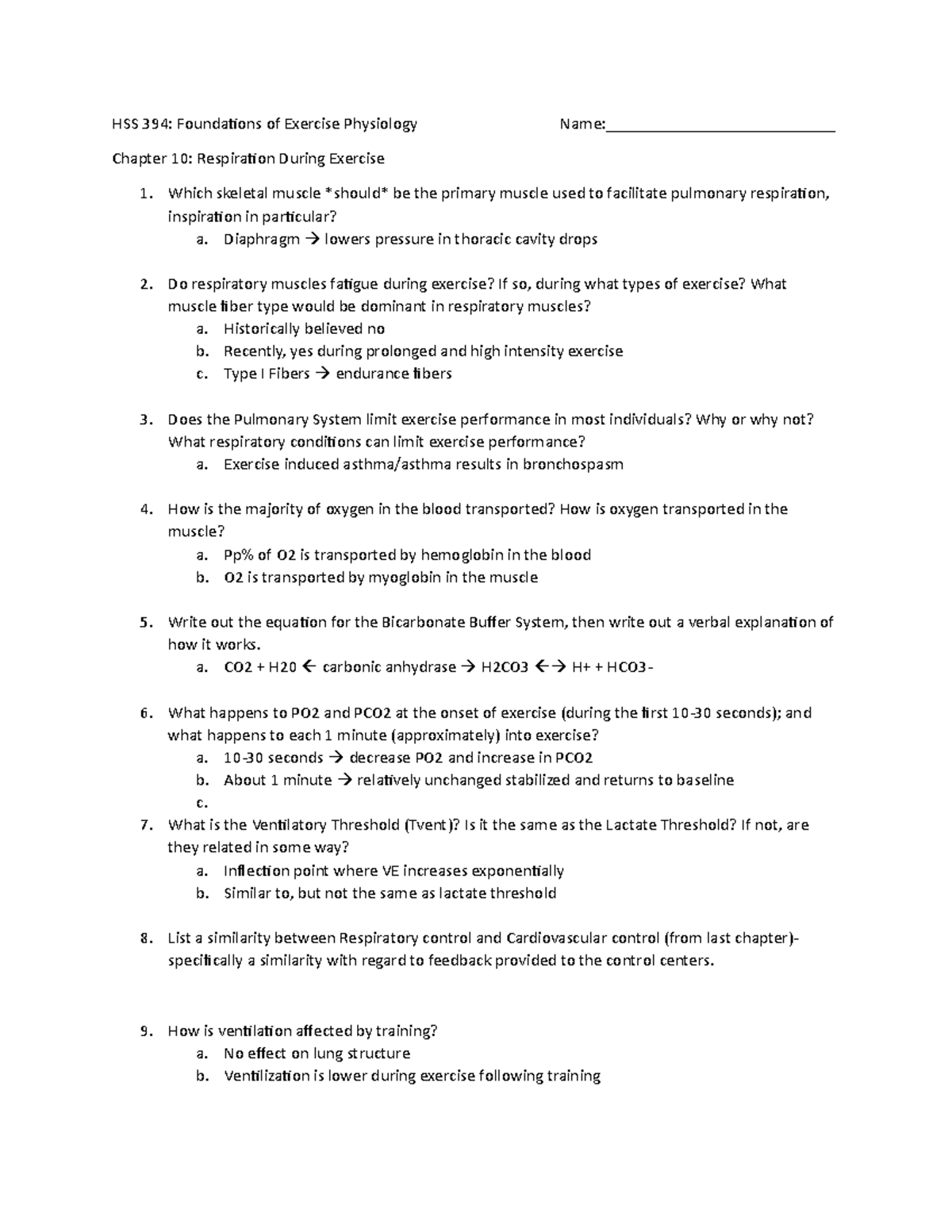 HSS 394 Chap 10 Study Guide - HSS 394: Foundations of Exercise ...