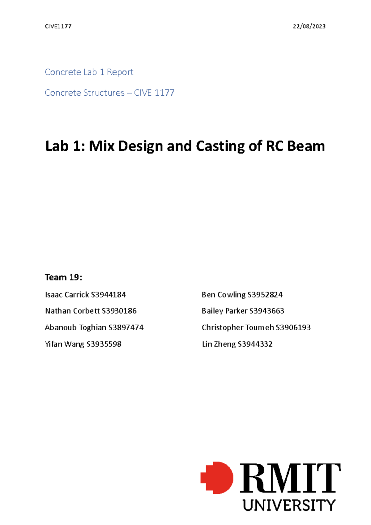 Concrete Lab 1 Report Team 19 Concrete Lab 1 Report Concrete