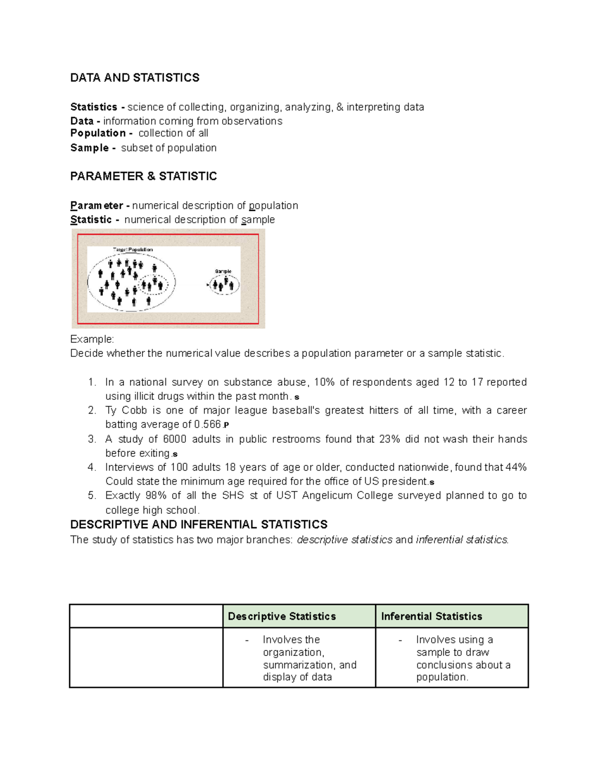Statistic Notes - DATA AND STATISTICS Statistics - science of ...