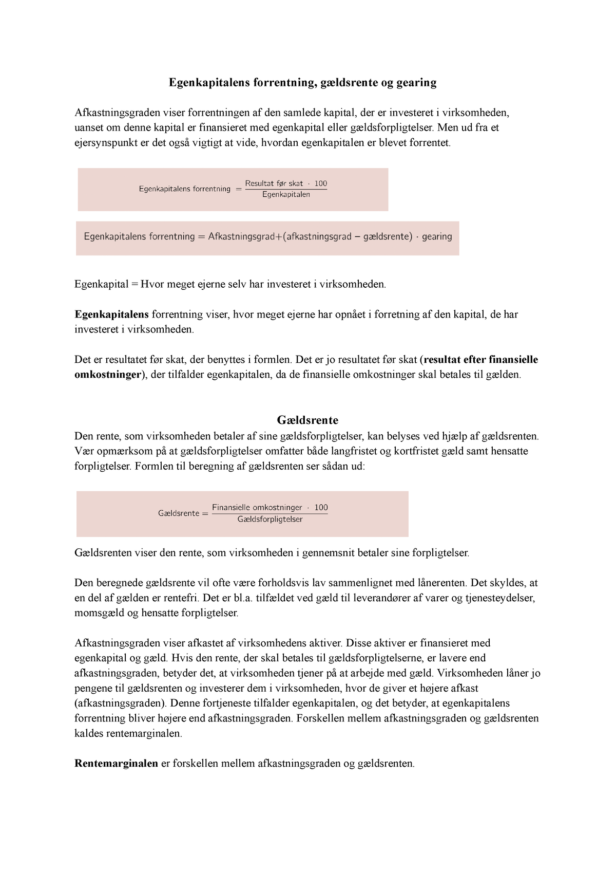 Noter Vø - Wrtyuiolkjhgfdsazxcvnm - Egenkapitalens Forrentning ...