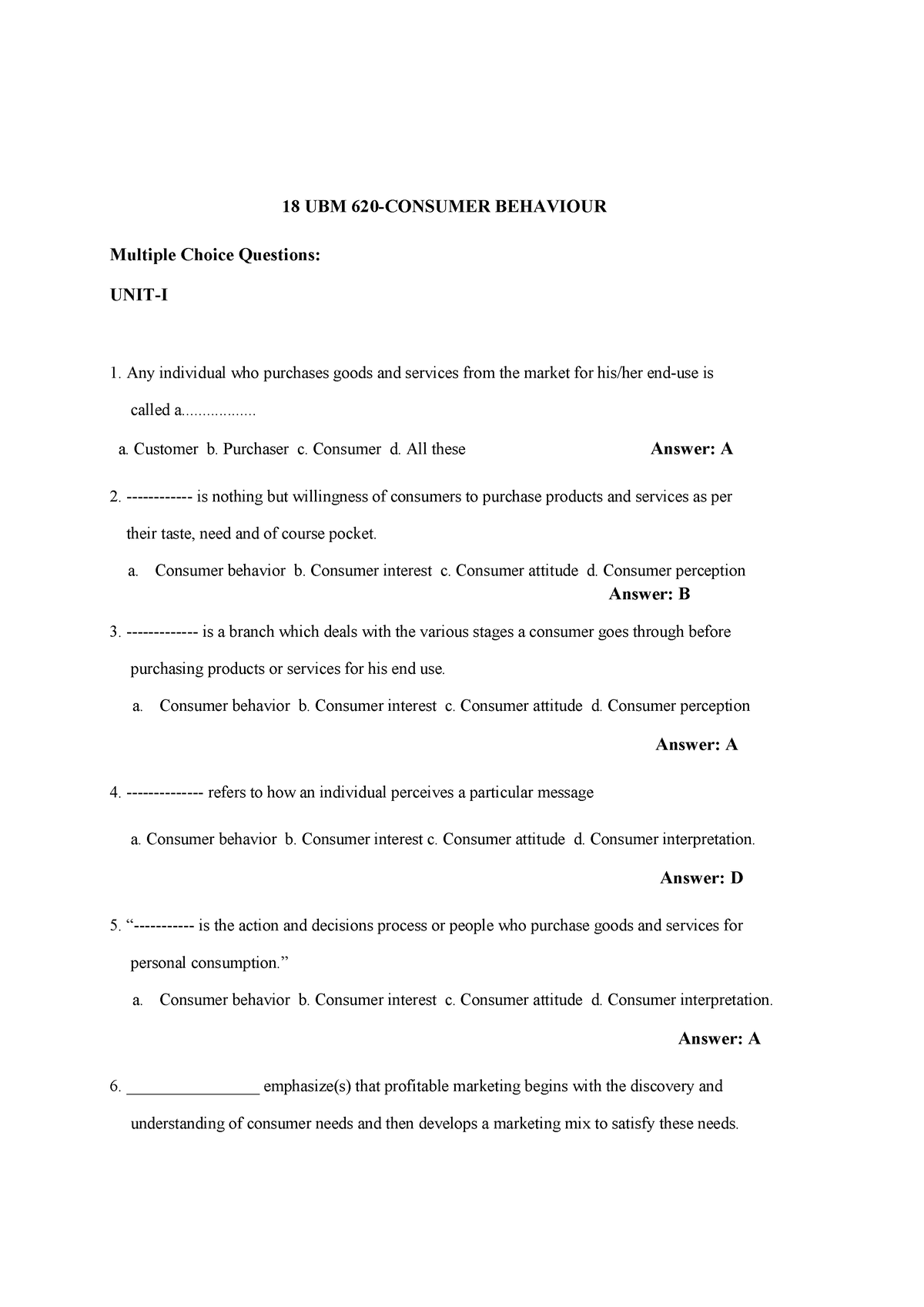 consumer behaviour assignment questions