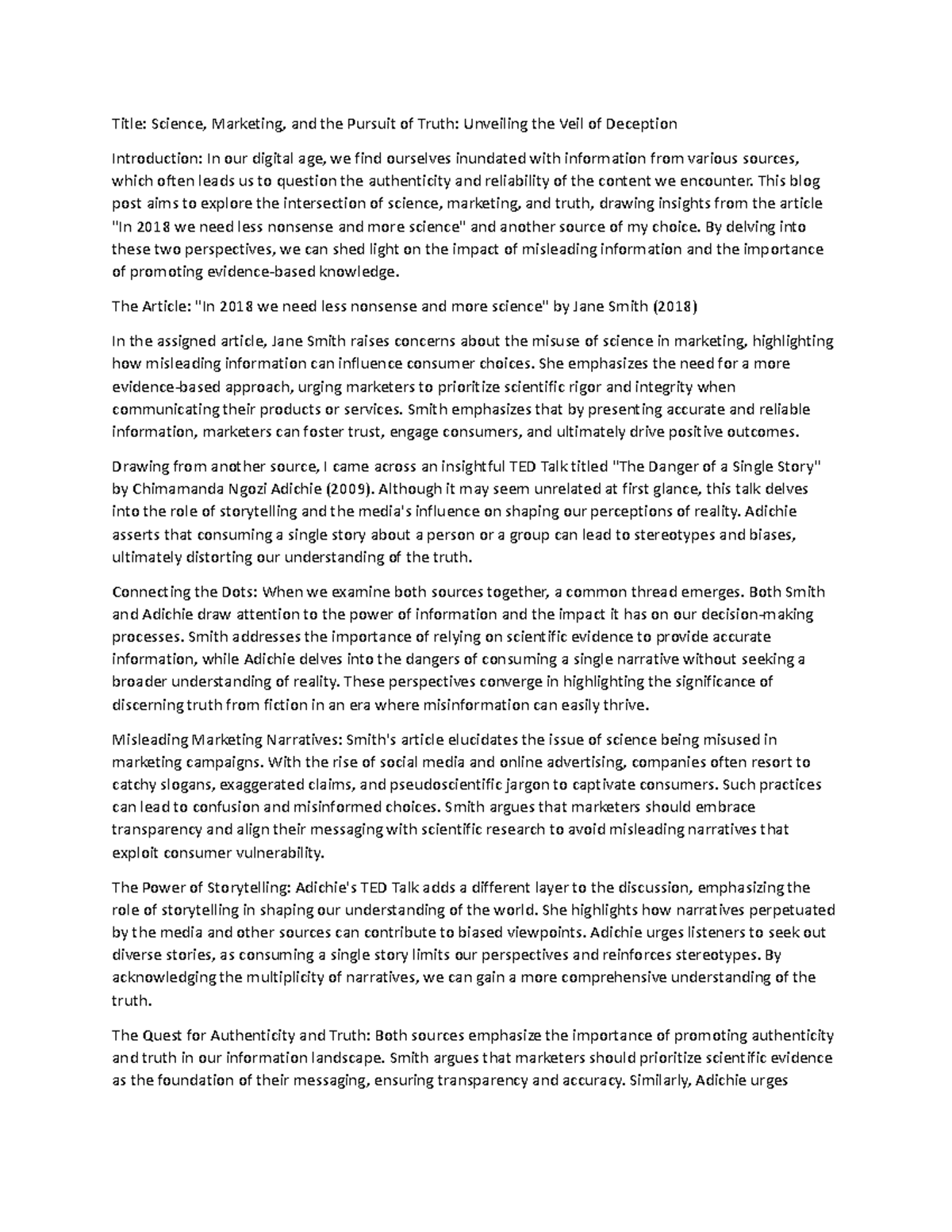 Blog1 - Title: Science, Marketing, and the Pursuit of Truth: Unveiling ...