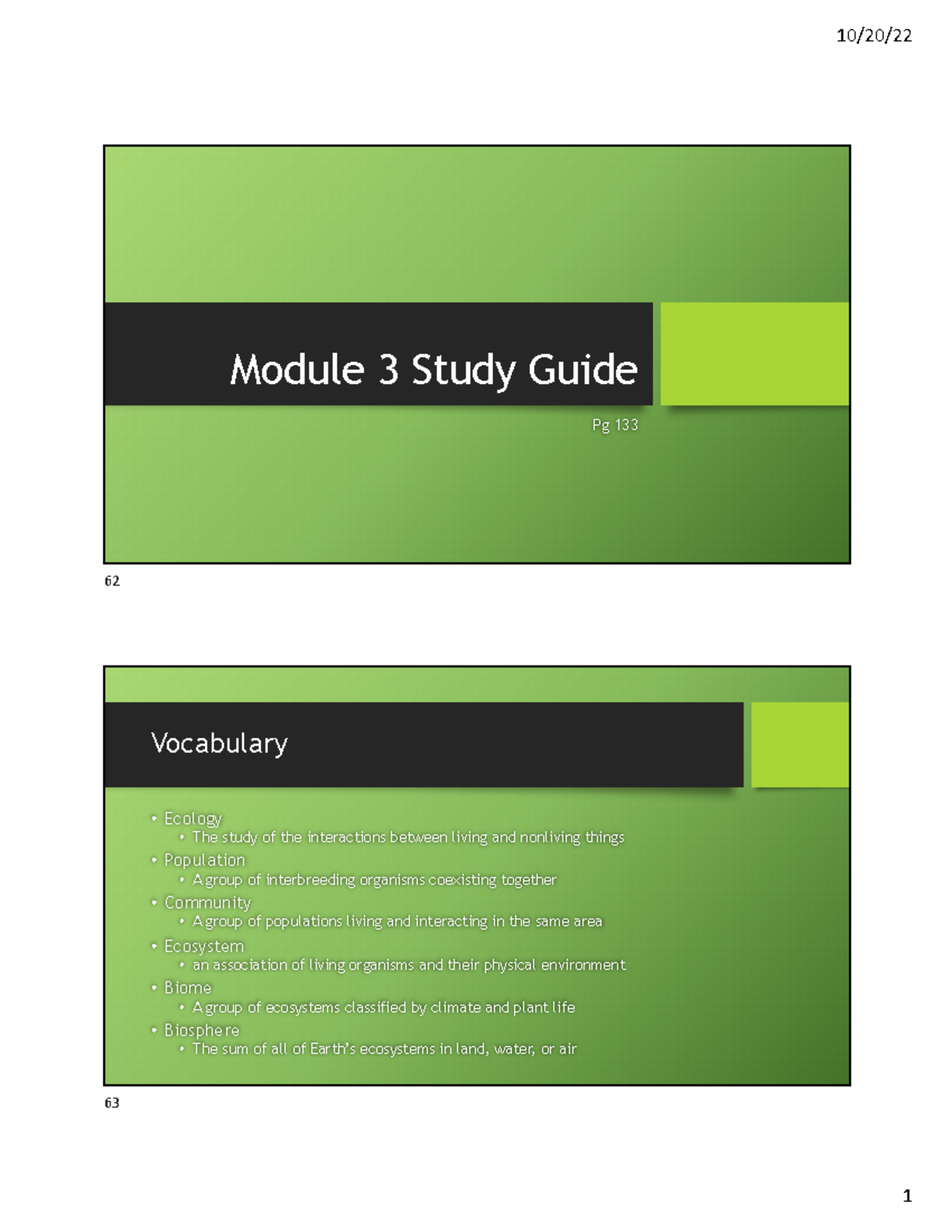 Study Guide Module 3 Ecology Module 3 Study Guide Pg 133 62 