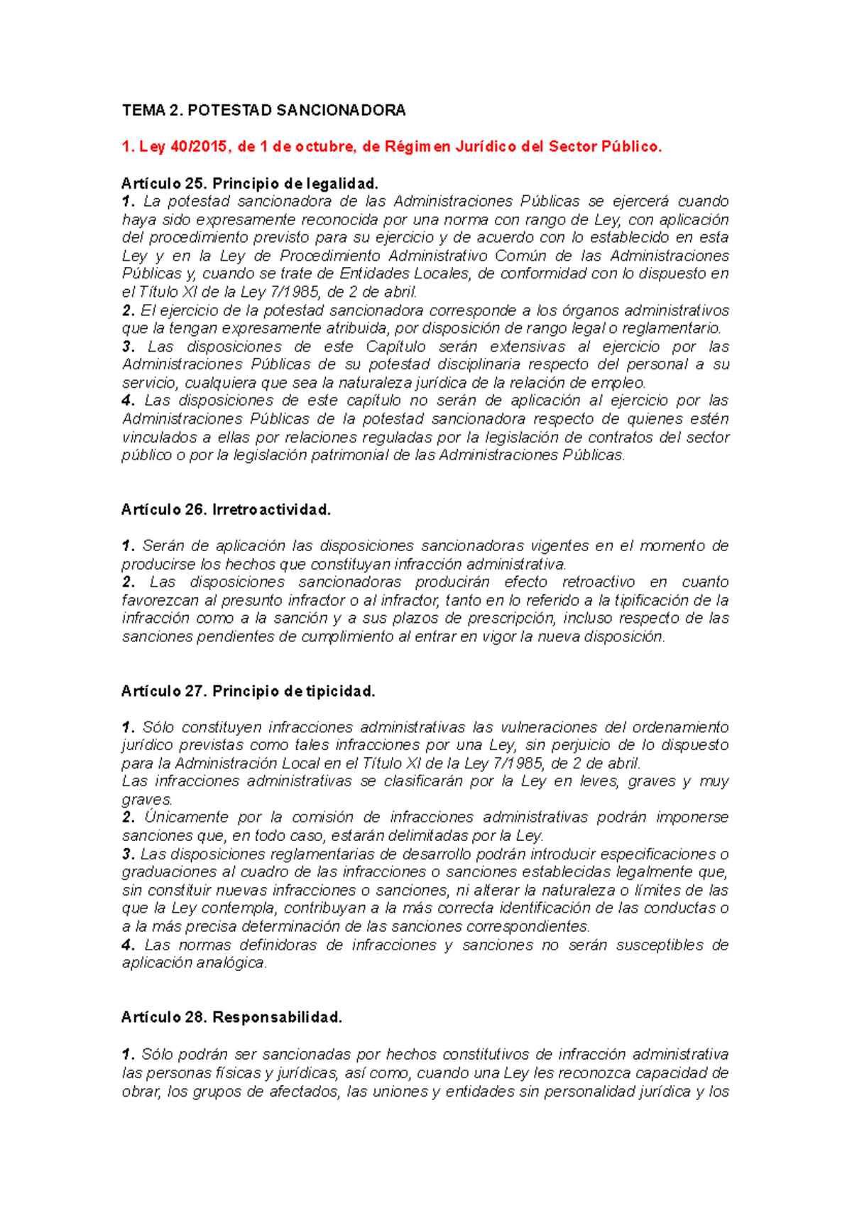 TEMA 2. Potestad Sancionadora - TEMA 2. POTESTAD SANCIONADORA 1. Ley 40 ...