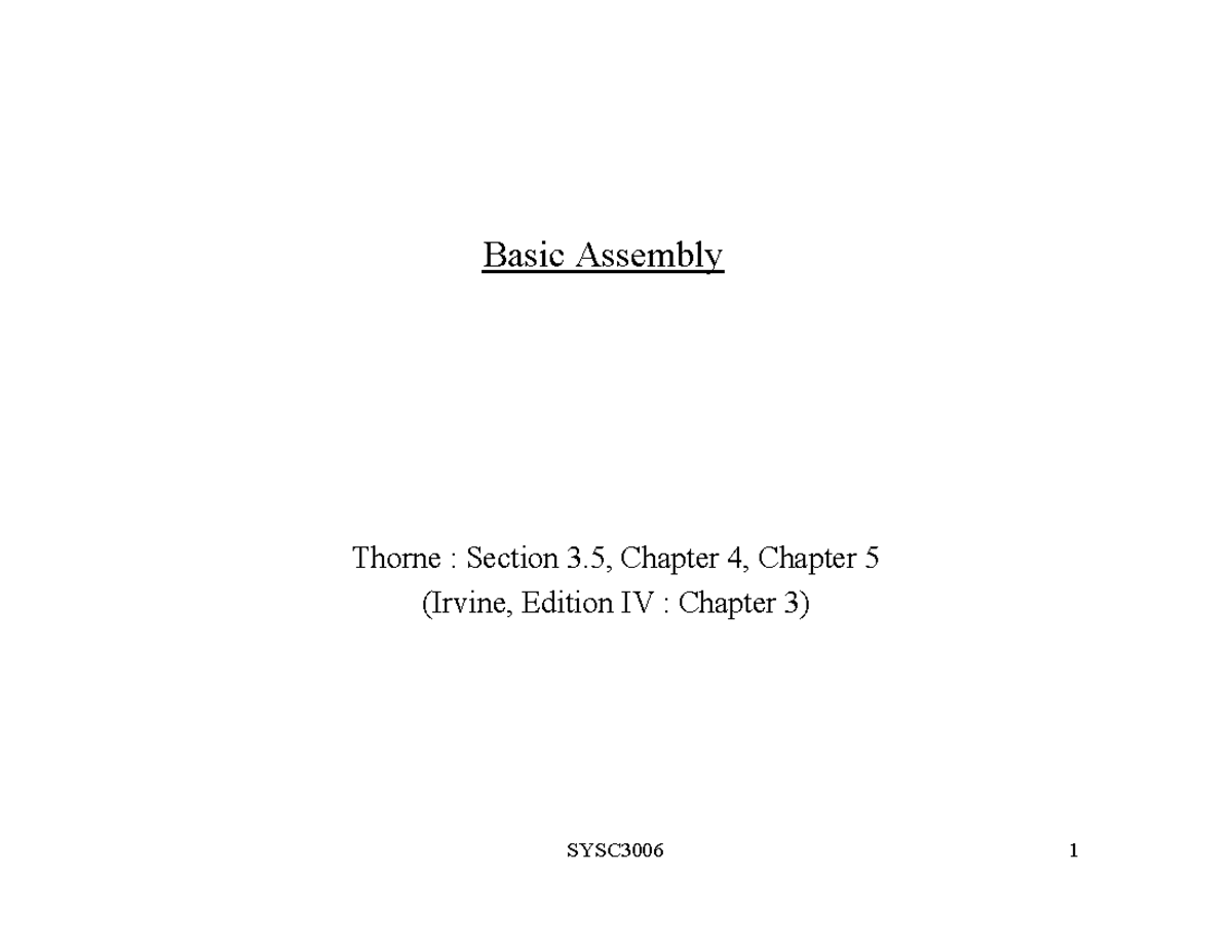 Part6-Assembly Program - Basic Assembly Thorne : Section 3, Chapter 4 ...