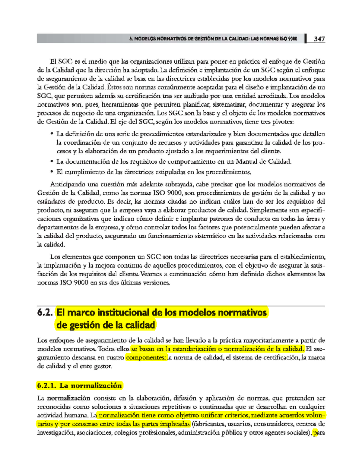 Lectura capitulo libro Gestion de la Calidad - ~- " MODELOS NORMATIVOS ...