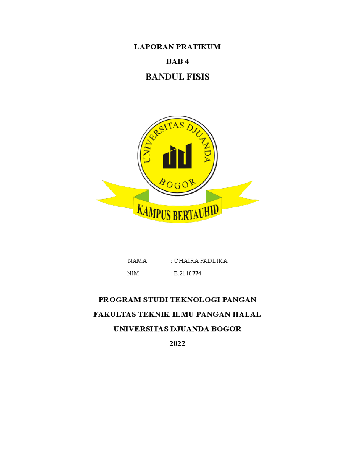 Laporan Pratikum Fisika BAB 4 Chaira Fadlika B - LAPORAN PRATIKUM BAB 4 ...