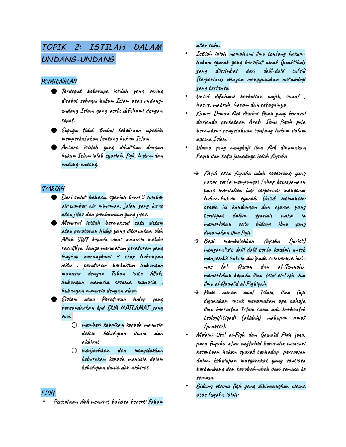 CTU091 2 - Lecture Notes 2 - TOPIK 2: ISTILAH DALAM UNDANG-UNDANG ...