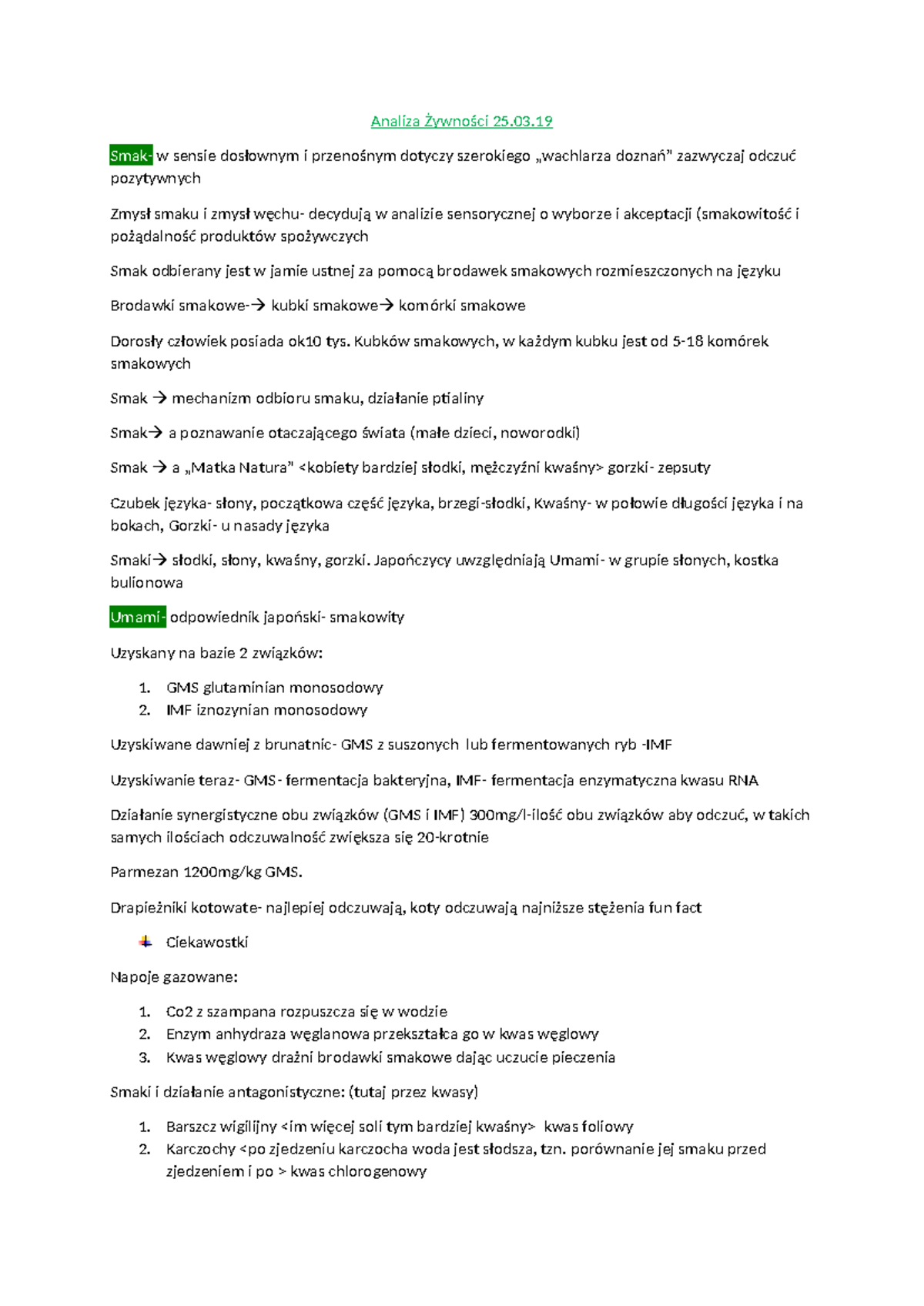 Wykład z analizy - Analiza Żywności 25. Smak- w sensie dosłownym i