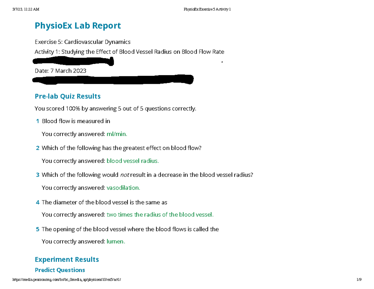 Physio Ex Exercise 5 Activity 1 - PhysioEx Lab Report Exercise 5 ...