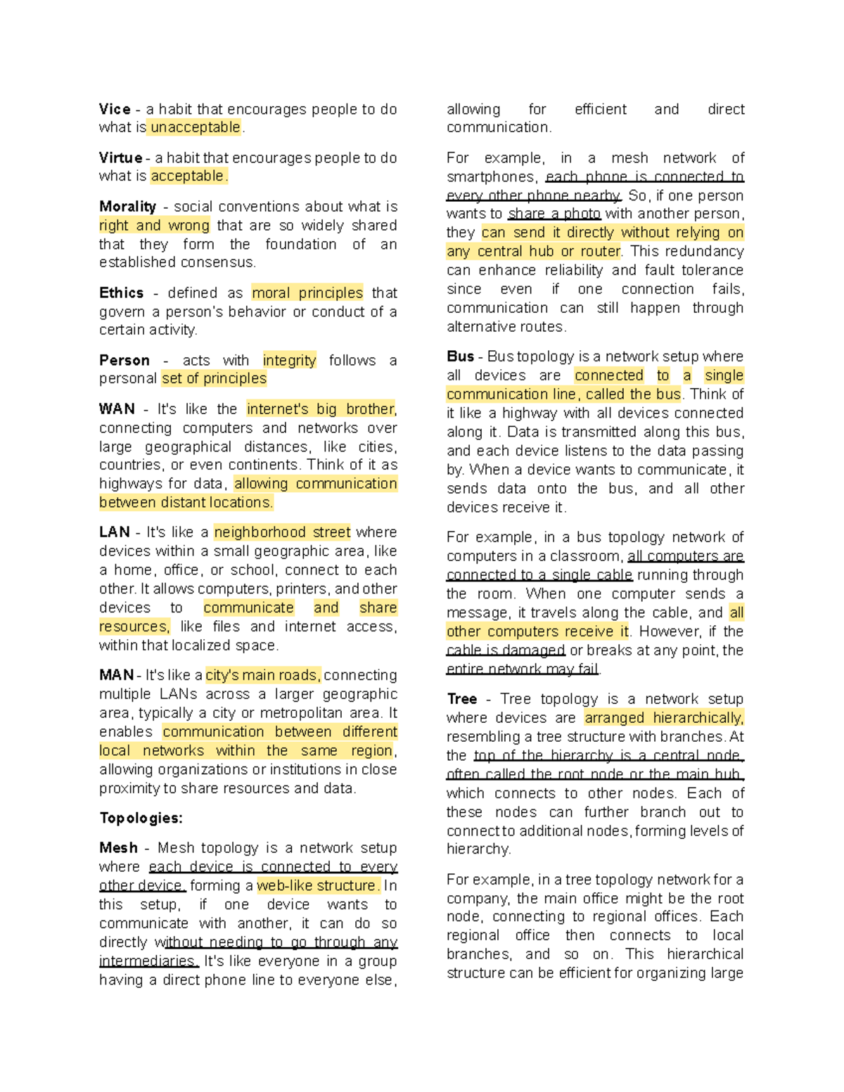 IT ERA Reviewer Prelims - Vice - a habit that encourages people to do ...