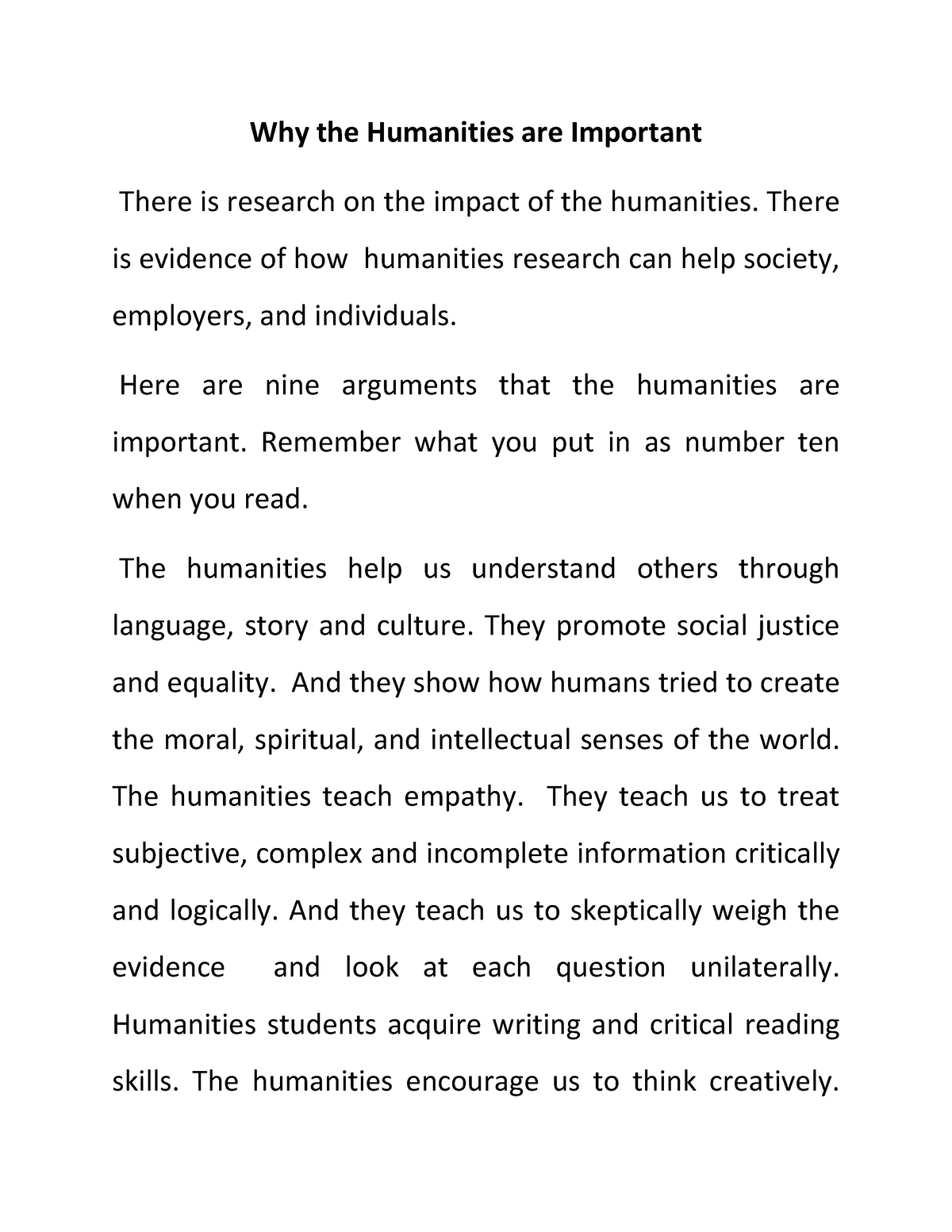 importance of research in humanities