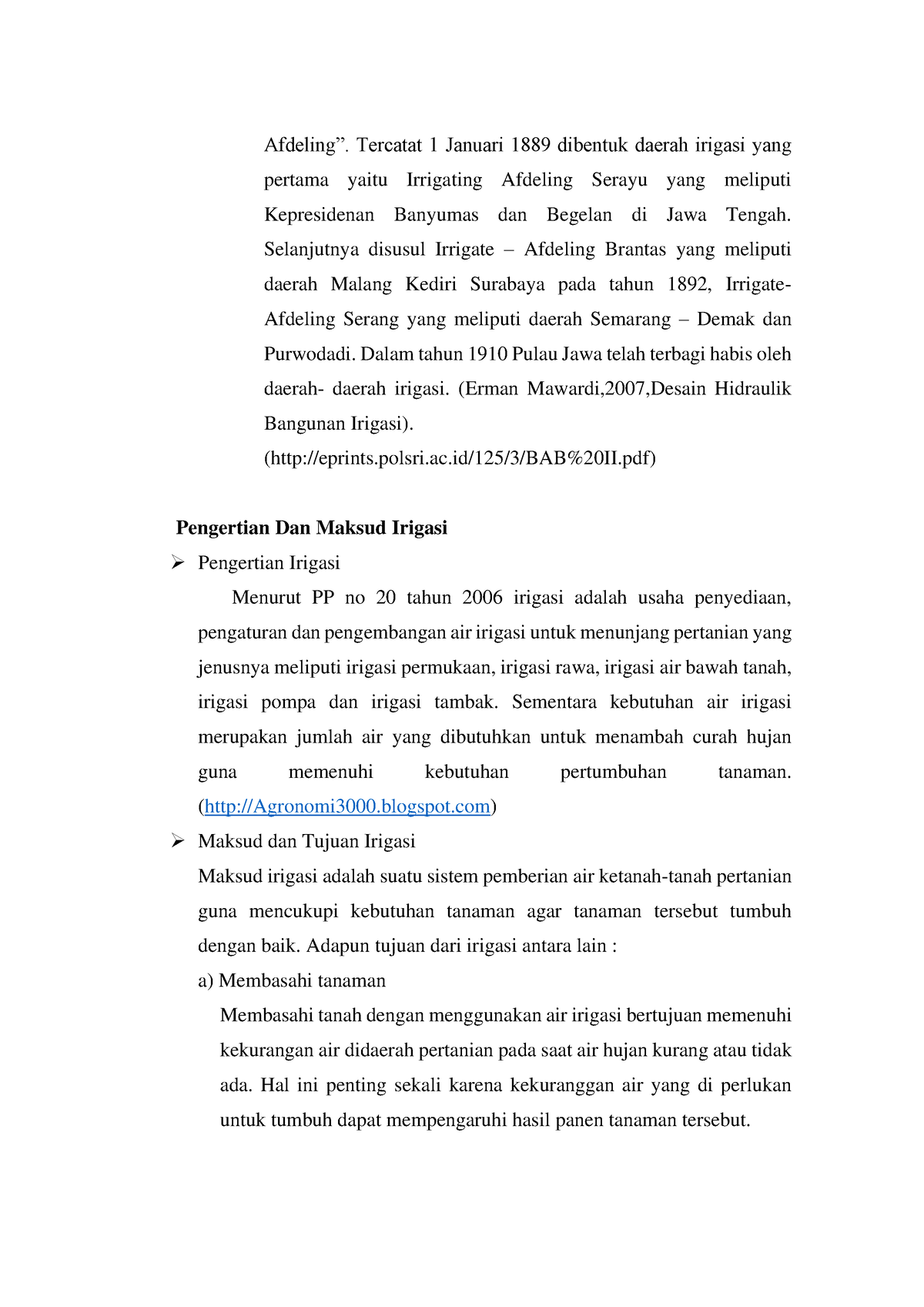 Catatan Rekayasa Irigasi II-3-4 - Afdeling”. Tercatat 1 Januari 1889 ...