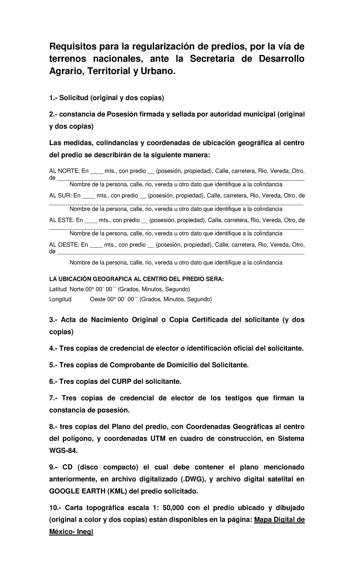 Requisitos Para La Regularización De Predios 1 Solicitud Original Y Dos Copias 2 1447