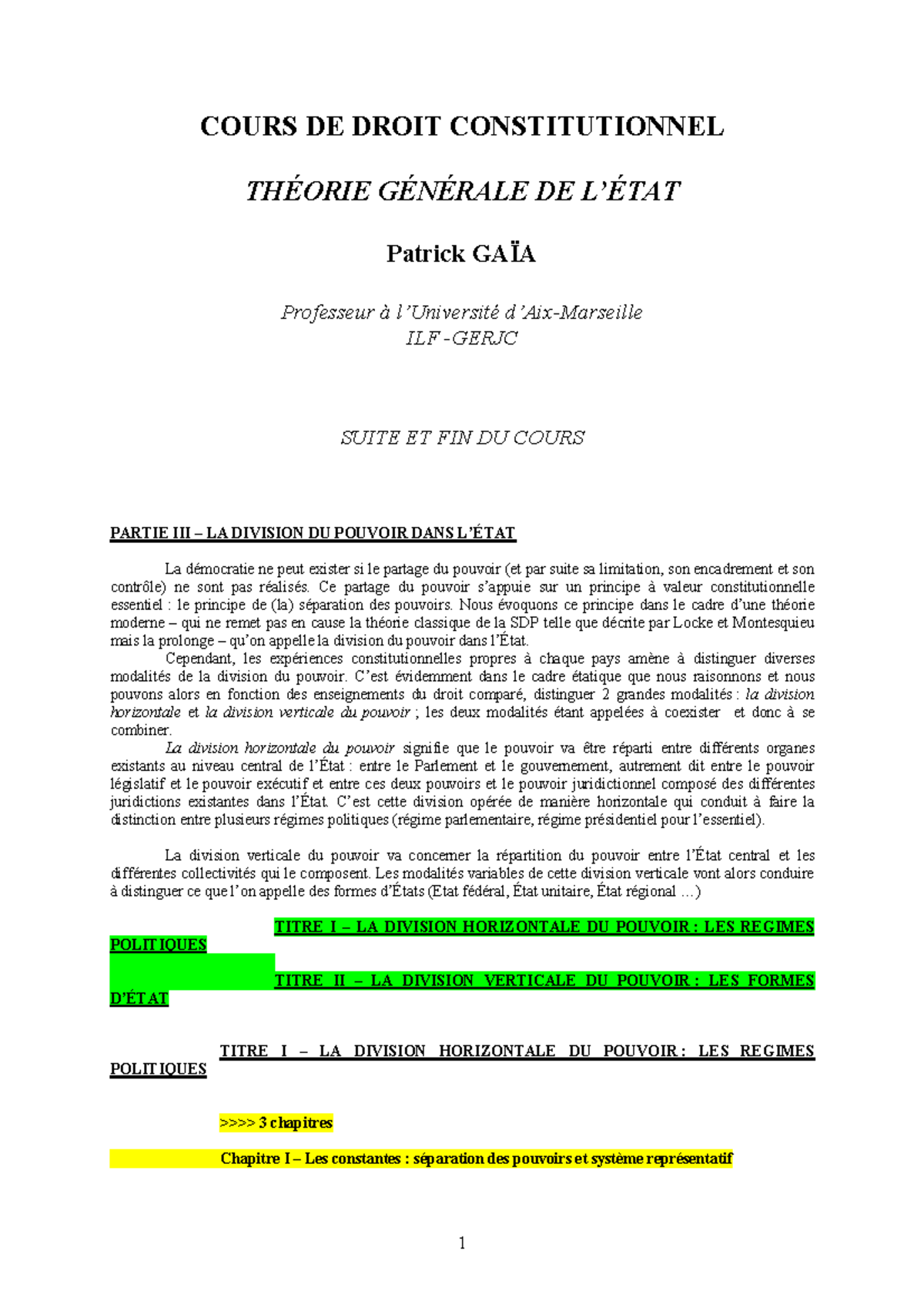 Cours De Droit Constitutionnel - COURS DE DROIT CONSTITUTIONNEL THÉORIE ...