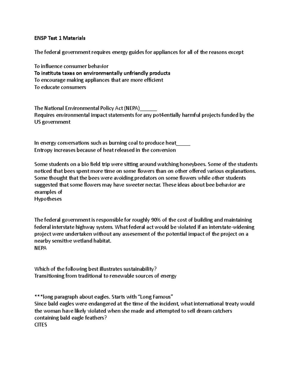 Ensp test 1 materials - ENSP Test 1 Materials The federal government ...